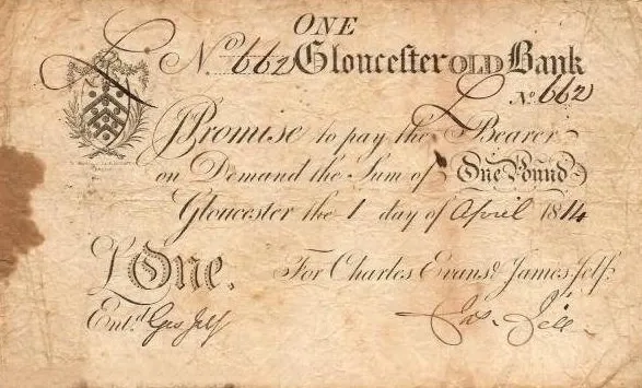 A £1 English banknote issued in 1814